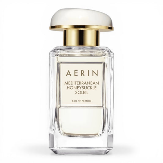 Aerin Mediterranean Honeysuckle Soleil perfume bottle on white background