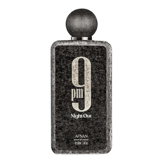 Afnan 9PM Night Out perfume bottle on white background