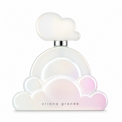 Ariana Grande Cloud Aurora perfume bottle on white background