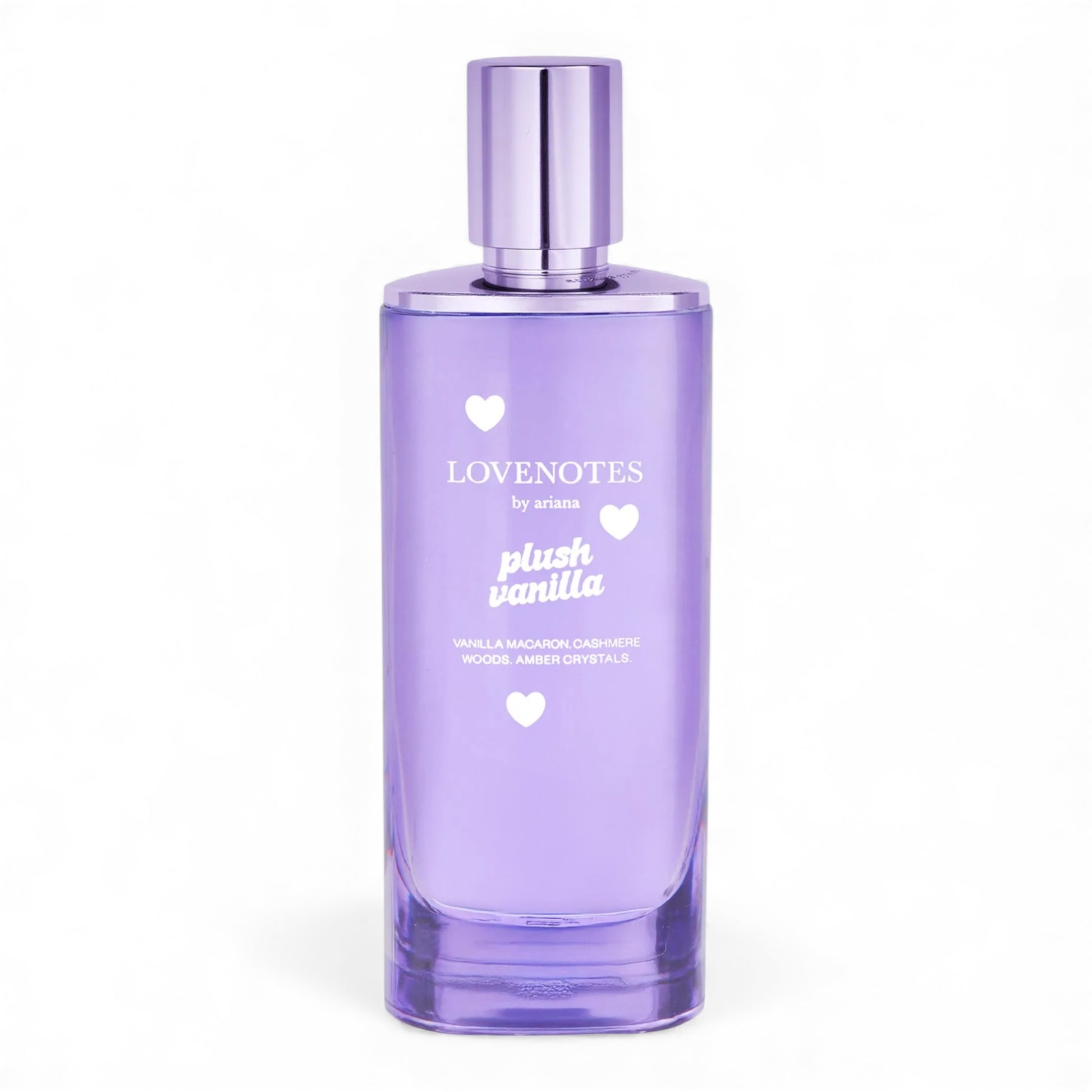Ariana Grande Lovenotes Plush Vanilla fragrance sample – retail bottle shown for decanting into 1ml–10ml perfume samples.