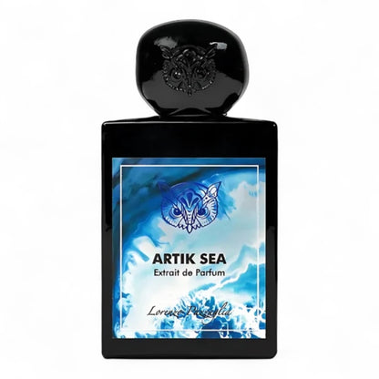 A decant of Lorenzo Pazzaglia Artik Sea, a marine woody scent with citrus, seaweed, and ambergris, available in perfume samples.