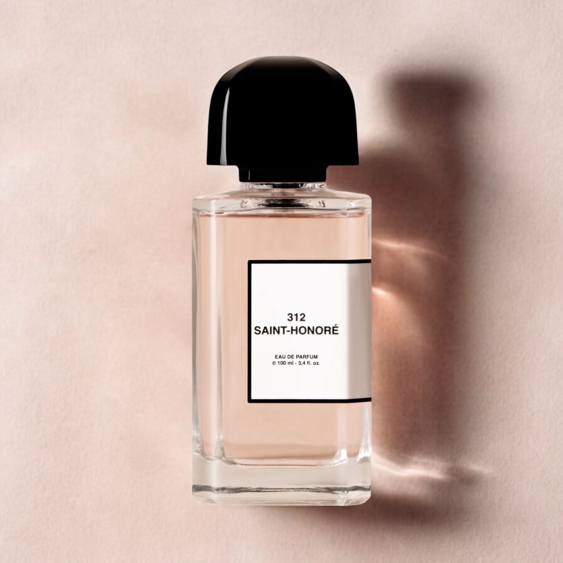 BDK 312 Saint-Honoré perfume sample - styled in a sleek, modern setting evoking glass, stone and quiet Parisian elegance.
