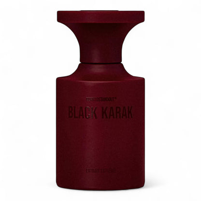 BORNTOSTANDOUT Black Karak fragrance sample – retail bottle shown for decanting into 1ml–10ml samples
