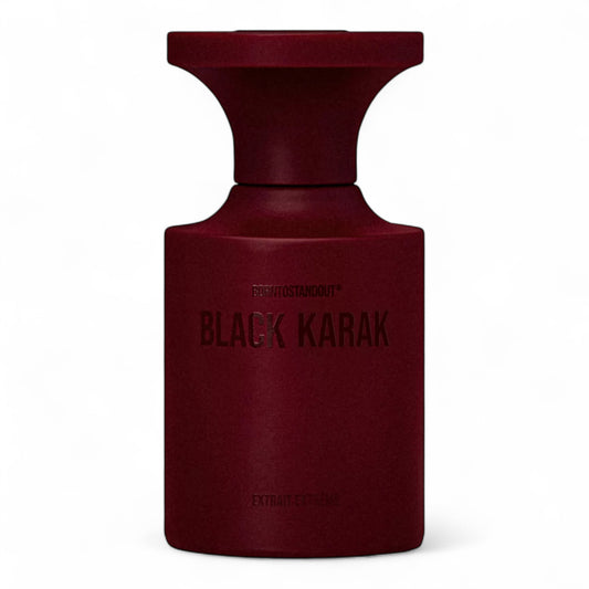 BORNTOSTANDOUT Black Karak fragrance sample – retail bottle shown for decanting into 1ml–10ml samples