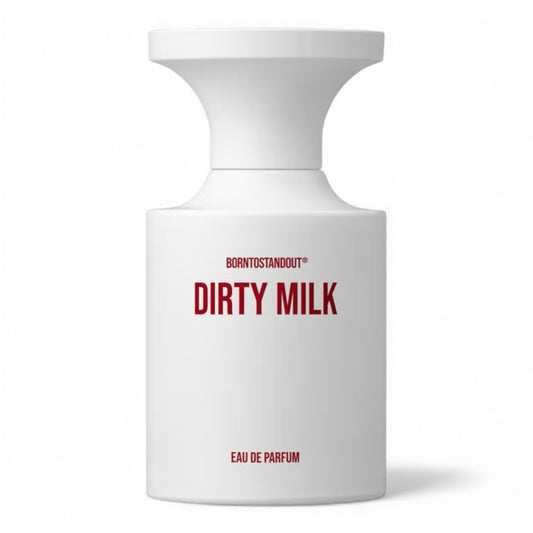 BORNTOSTANDOUT Dirty Milk fragrance sample – retail bottle shown for decanting into 1ml–10ml samples.