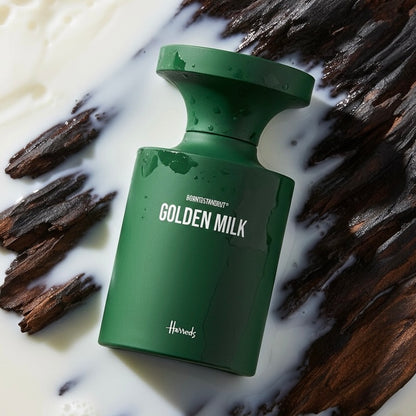 BORNTOSTANDOUT Golden Milk styled with warm milk, caramel and rich woods
