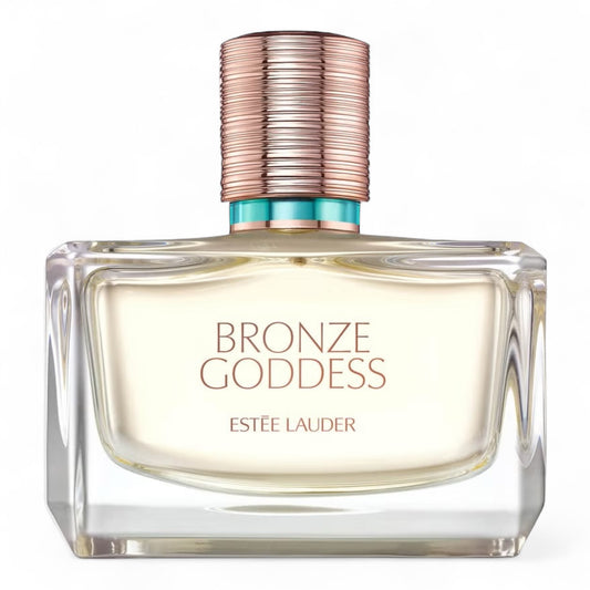 A decant of Estée Lauder Bronze Goddess Eau Fraîche, a solar floral perfume with coconut, amber, and tiare flower, available in fragrance samples.