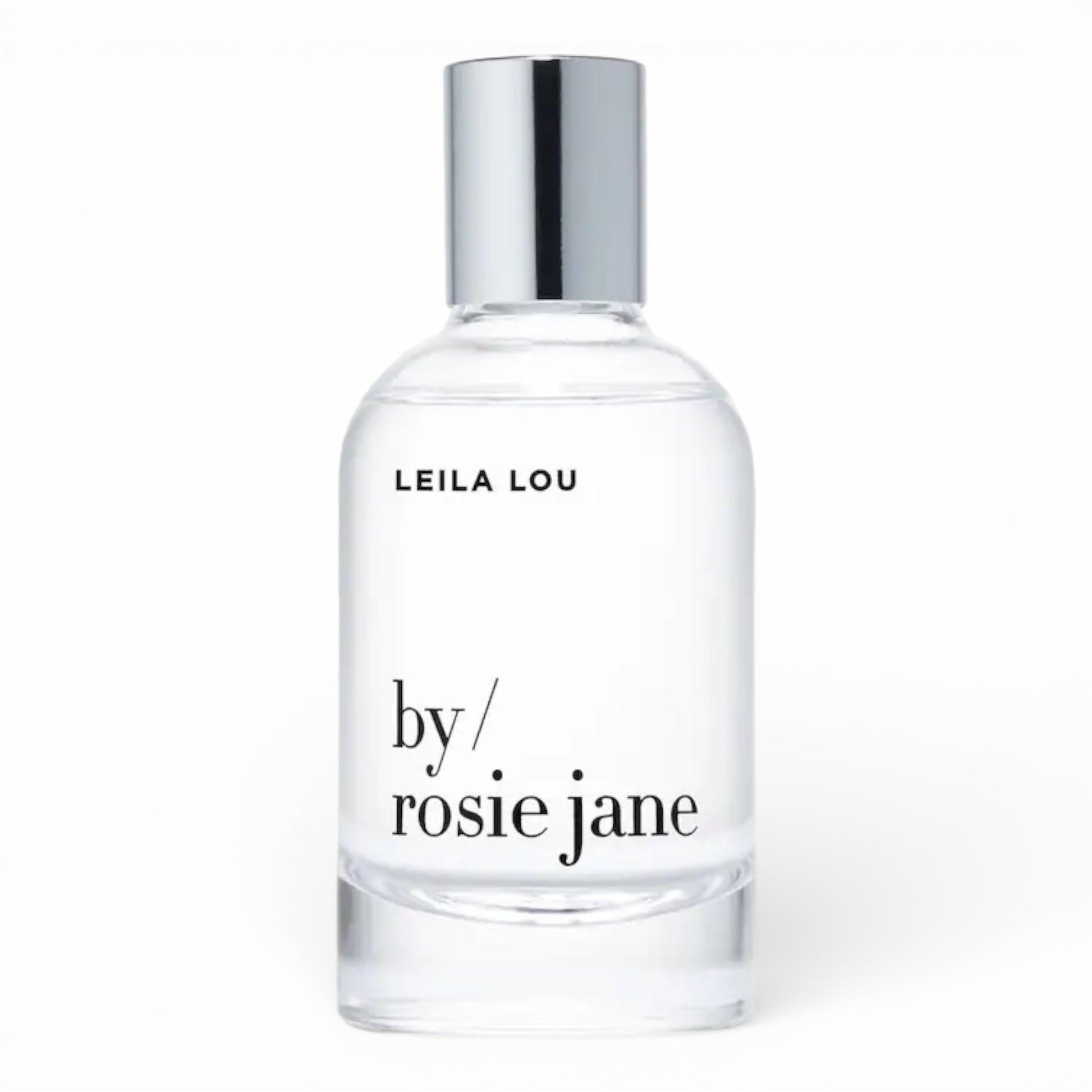 By Rosie Jane Leila Lou perfume bottle on white background