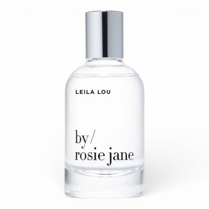By Rosie Jane Leila Lou perfume bottle on white background