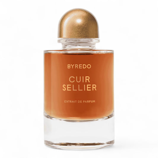 Byredo Cuir Sellier fragrance sample – retail bottle shown for decanting into 1ml–10ml samples.