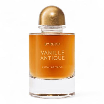 Byredo Vanille Antique 2025 fragrance sample – retail bottle shown for decanting into 1ml–10ml samples.