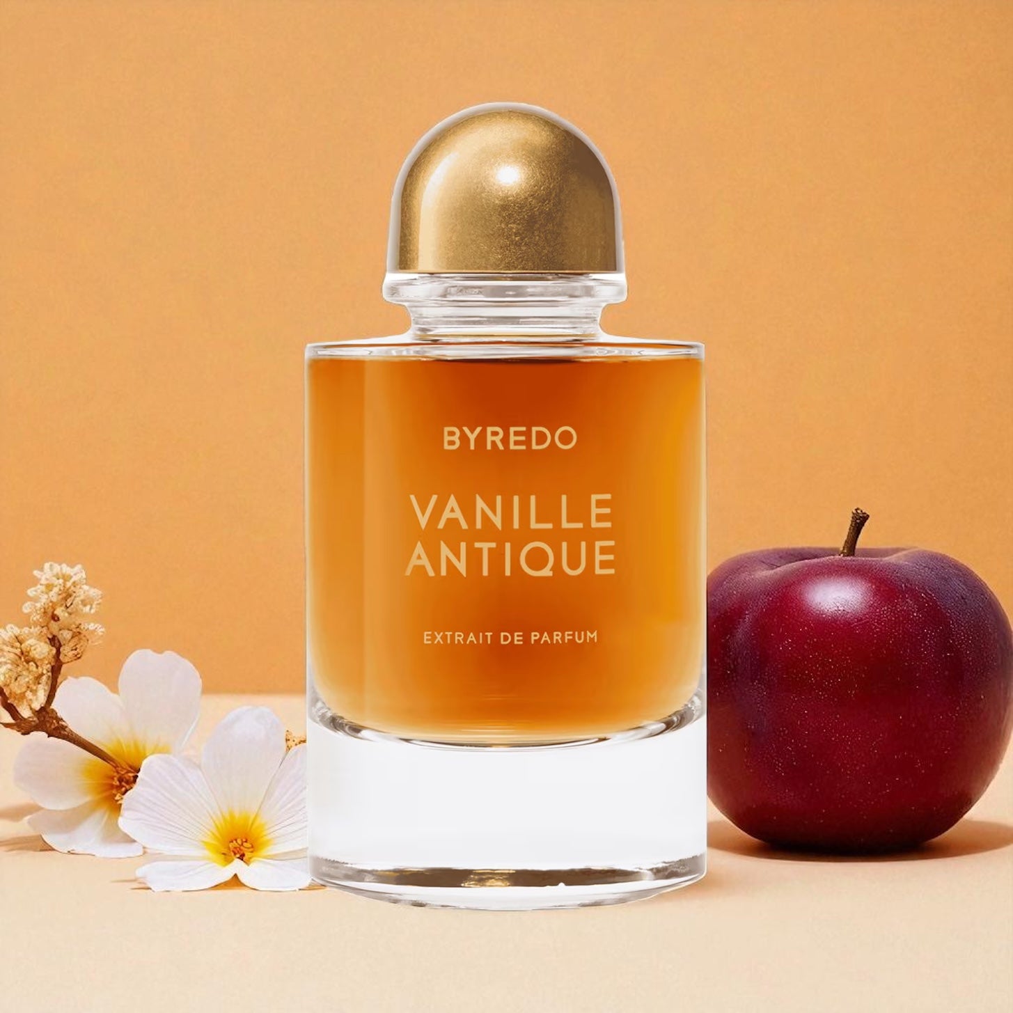 Byredo Vanille Antique perfume sample – noble Madagascar vanilla with warm amber and plum, evoking timeless elegance.