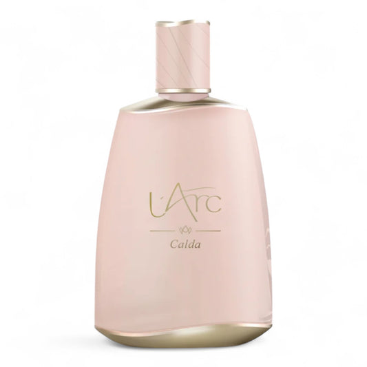 A decant of L'Arc Calda, a fruity floral gourmand perfume with champagne, jasmine, and cotton candy, available in fragrance samples.