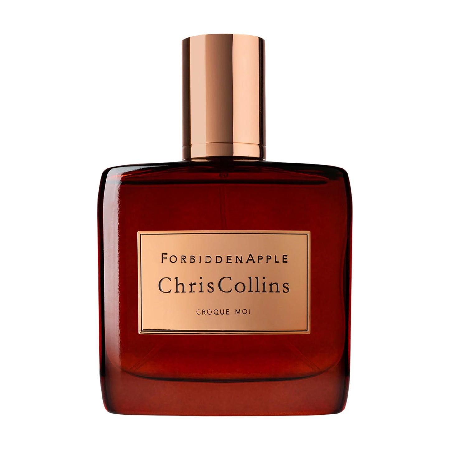 Chris Collins Forbidden Apple Croque Moi perfume bottle on white background