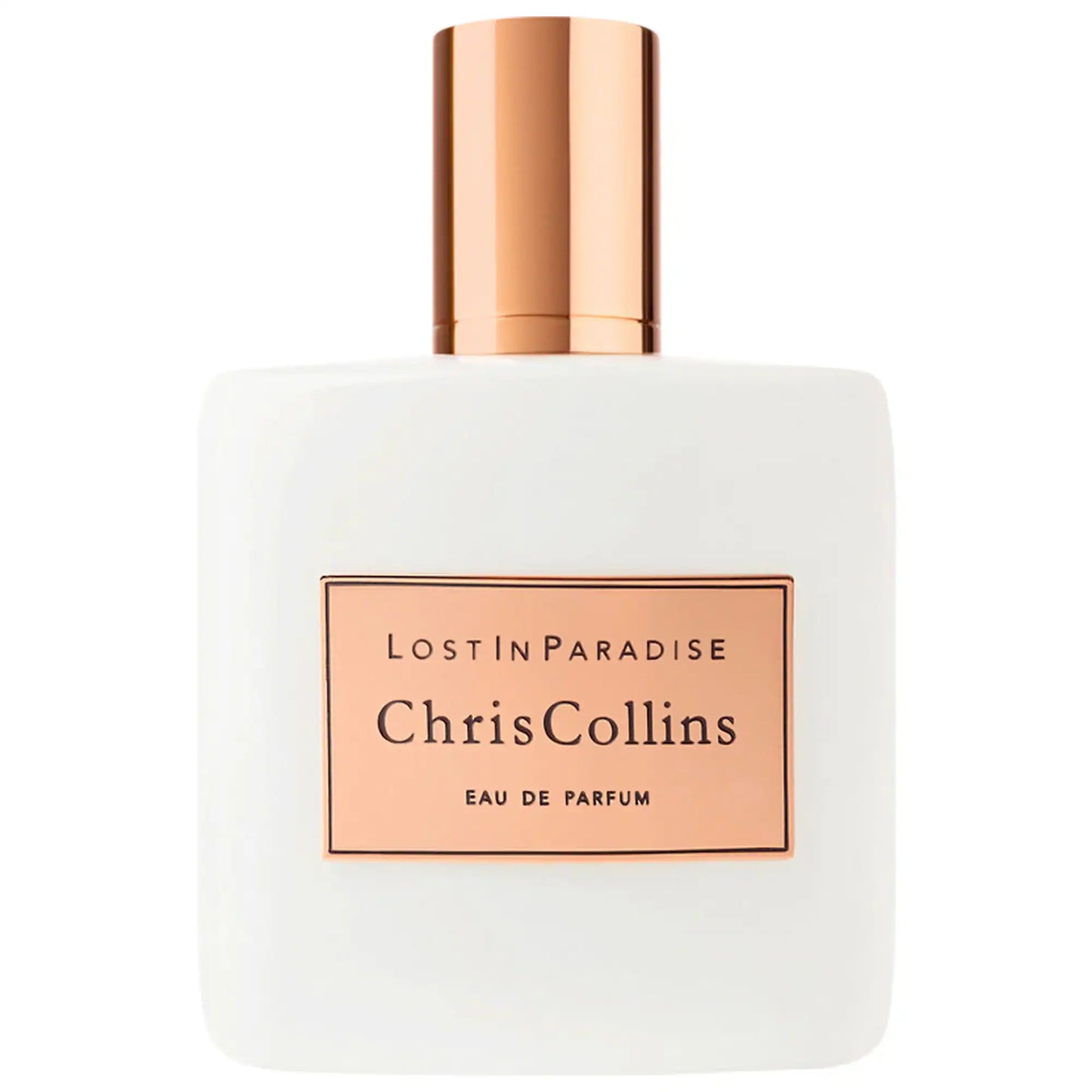 Chris Collins Lost In Paradise perfume bottle on white background