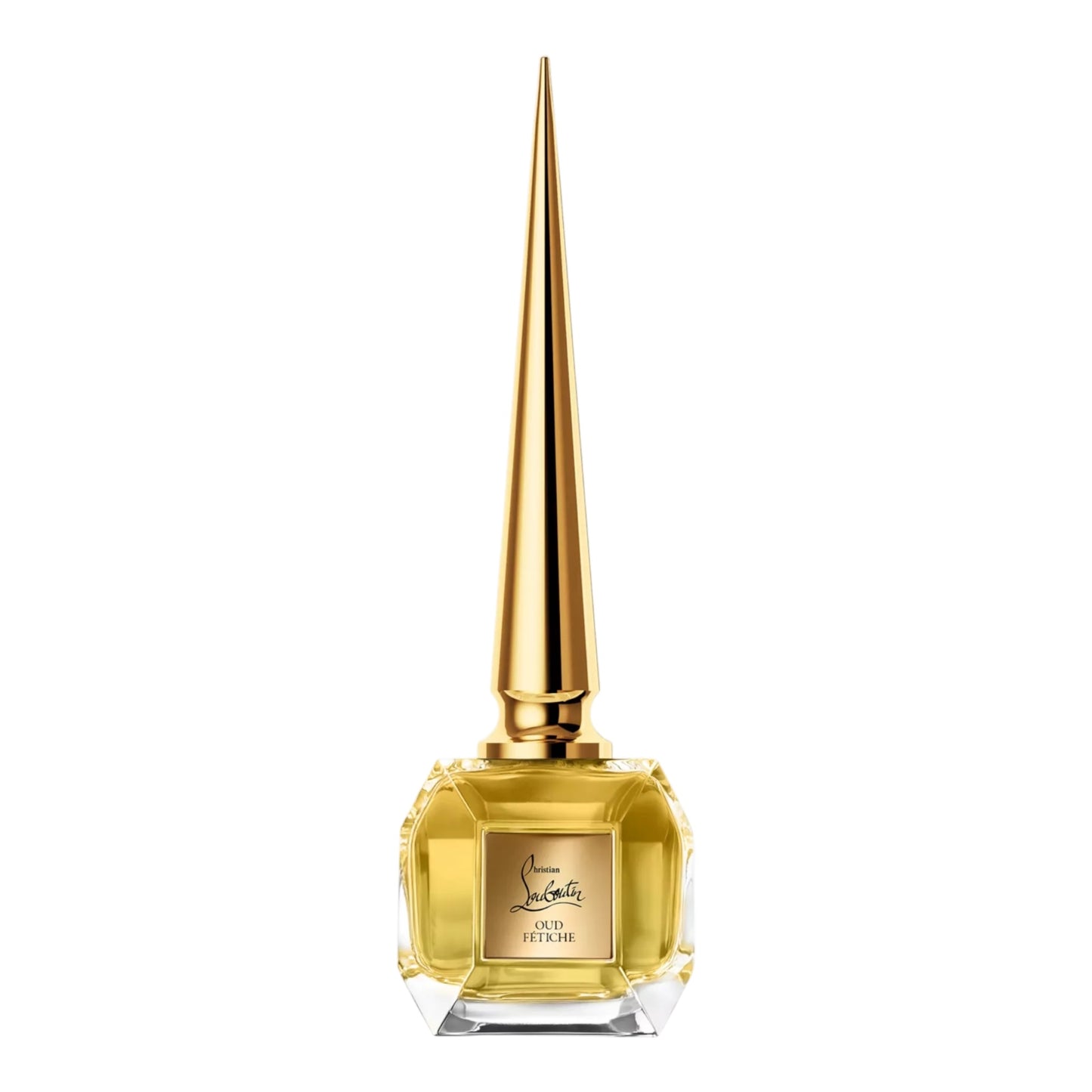 Christian Louboutin Oud Fétiche perfume bottle on white background