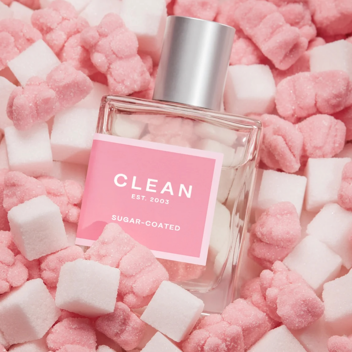 Clean Classic Sugar-Coated perfume styled in a bright soft setting