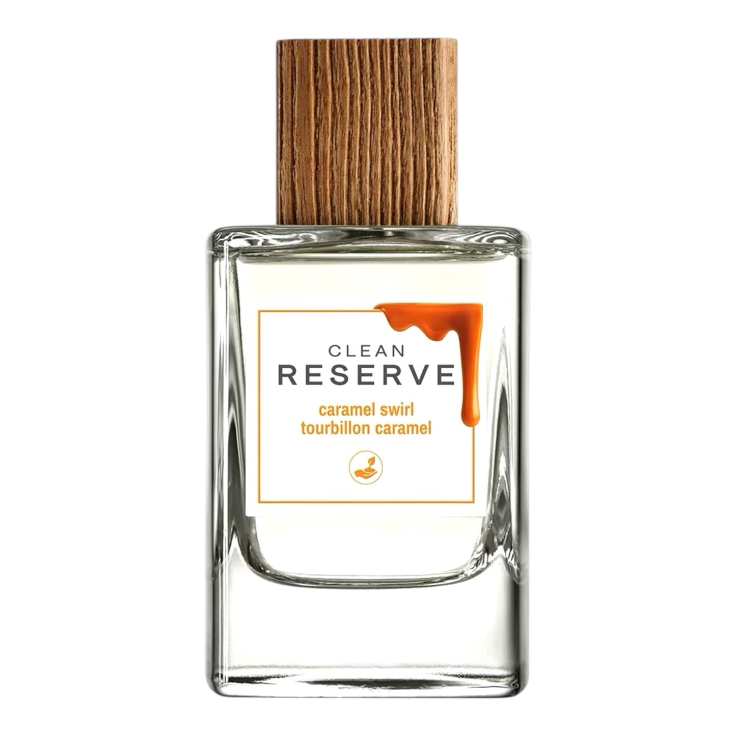 Clean Reserve Caramel Swirl perfume bottle on white background