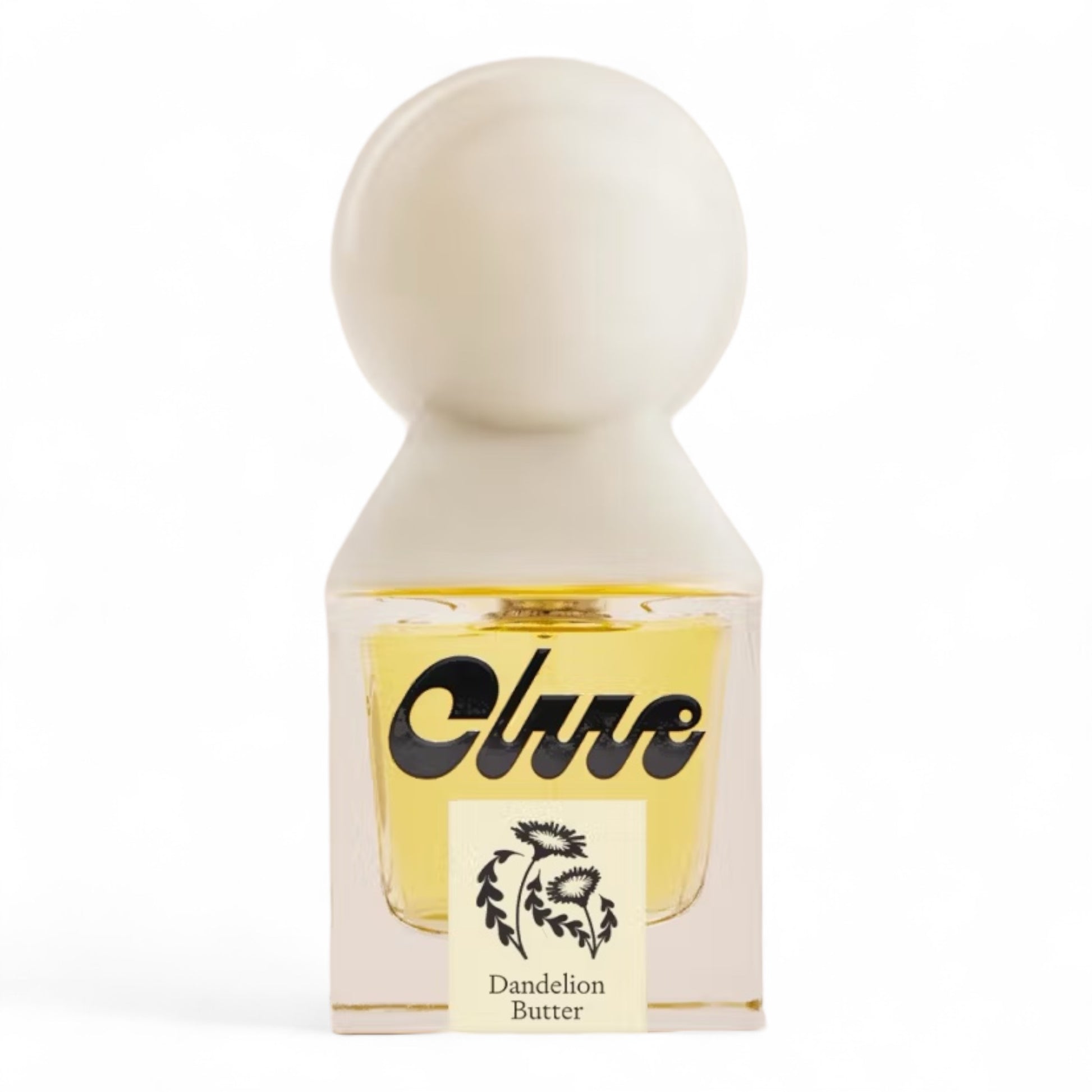 Clue Dandelion Butter fragrance sample - green floral scent with dandelion, salted butter and creamy sap. 30ml full-size bottle shown