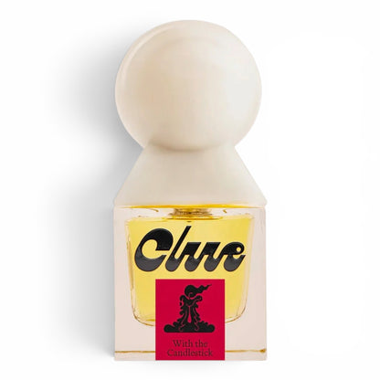 Clue Perfumery With the Candlestick perfume bottle on white background