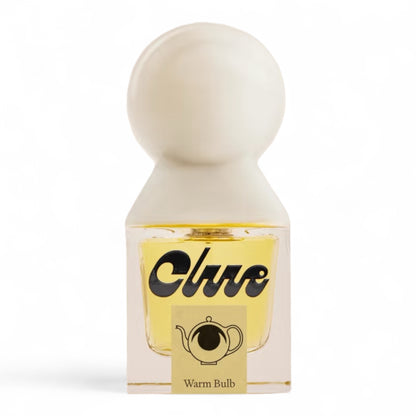 Clue Warm Bulb fragrance sample - hot dust, tobacco and warm vanilla scent. Full-size 30ml bottle shown