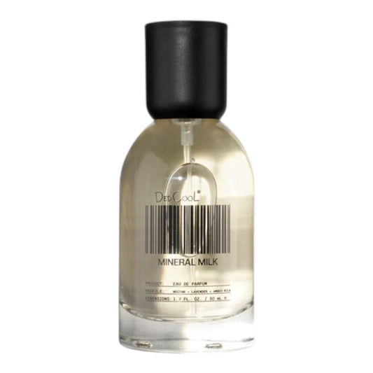 DedCool Mineral Milk perfume bottle on white background