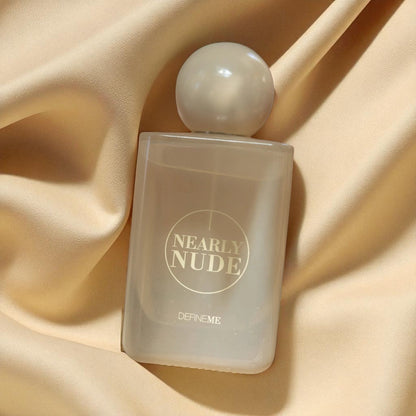 Define Me Nearly Nude perfume sample – soft skin, creamy oats, and sheer musk in a delicate skin-close scent.