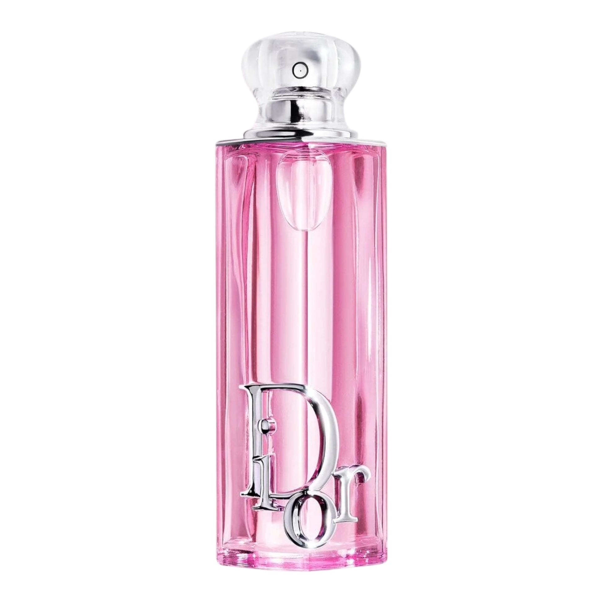 Dior Addict Rosy Glow perfume bottle on white background