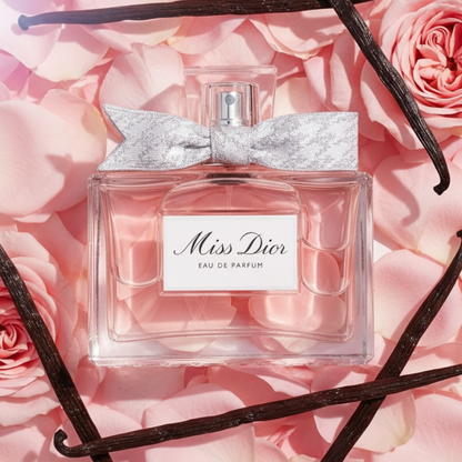 Dior Miss Dior 2026 styled with Centifolia roses, creamy sandalwood, vanilla and tonka bean