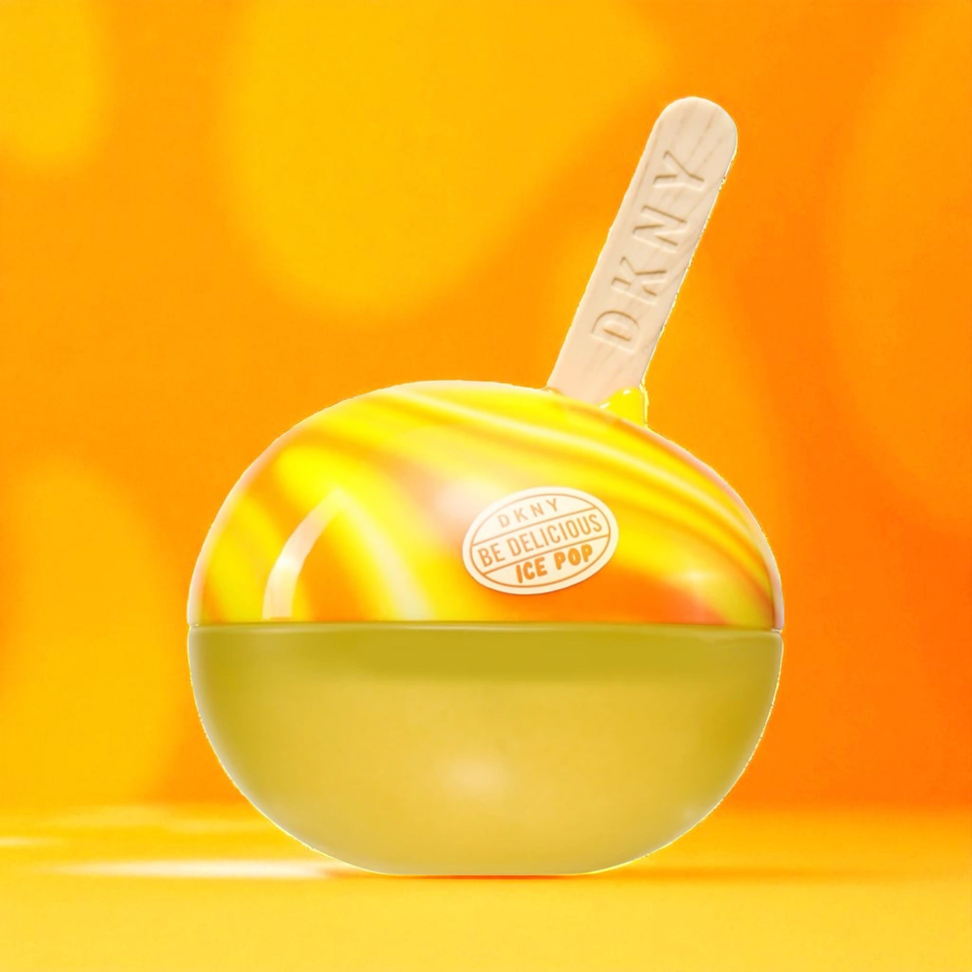 DKNY Be Delicious Ice Pop Citrus Splash perfume sample – juicy peach, citrus and amber in a playful summer setting.