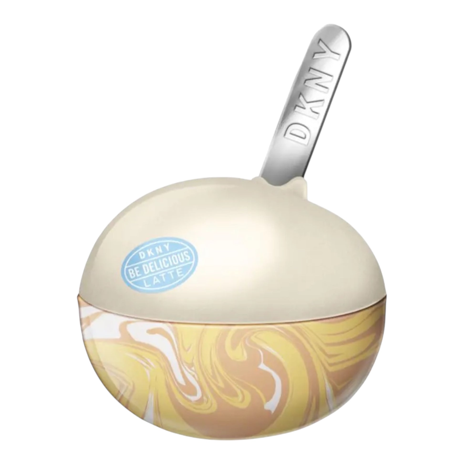 DKNY Be Delicious Latte Vanilla perfume bottle on white background