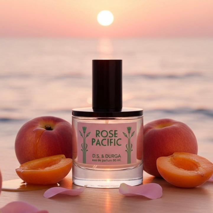 D.S. & DURGA Rose Pacific styled on a sunny California coastline with roses and apricots