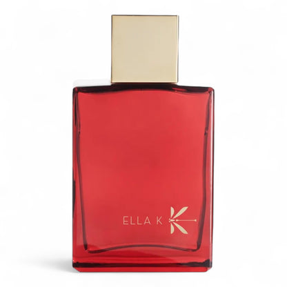 Ella K Camelia K fragrance sample – a floral-fruity scent with blood orange, camellia and vetiver, shown in full 100ml bottle.