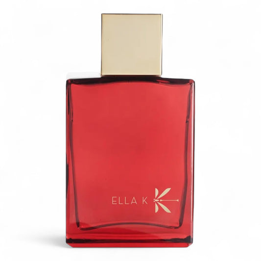 Ella K Camelia K fragrance sample – a floral-fruity scent with blood orange, camellia and vetiver, shown in full 100ml bottle.