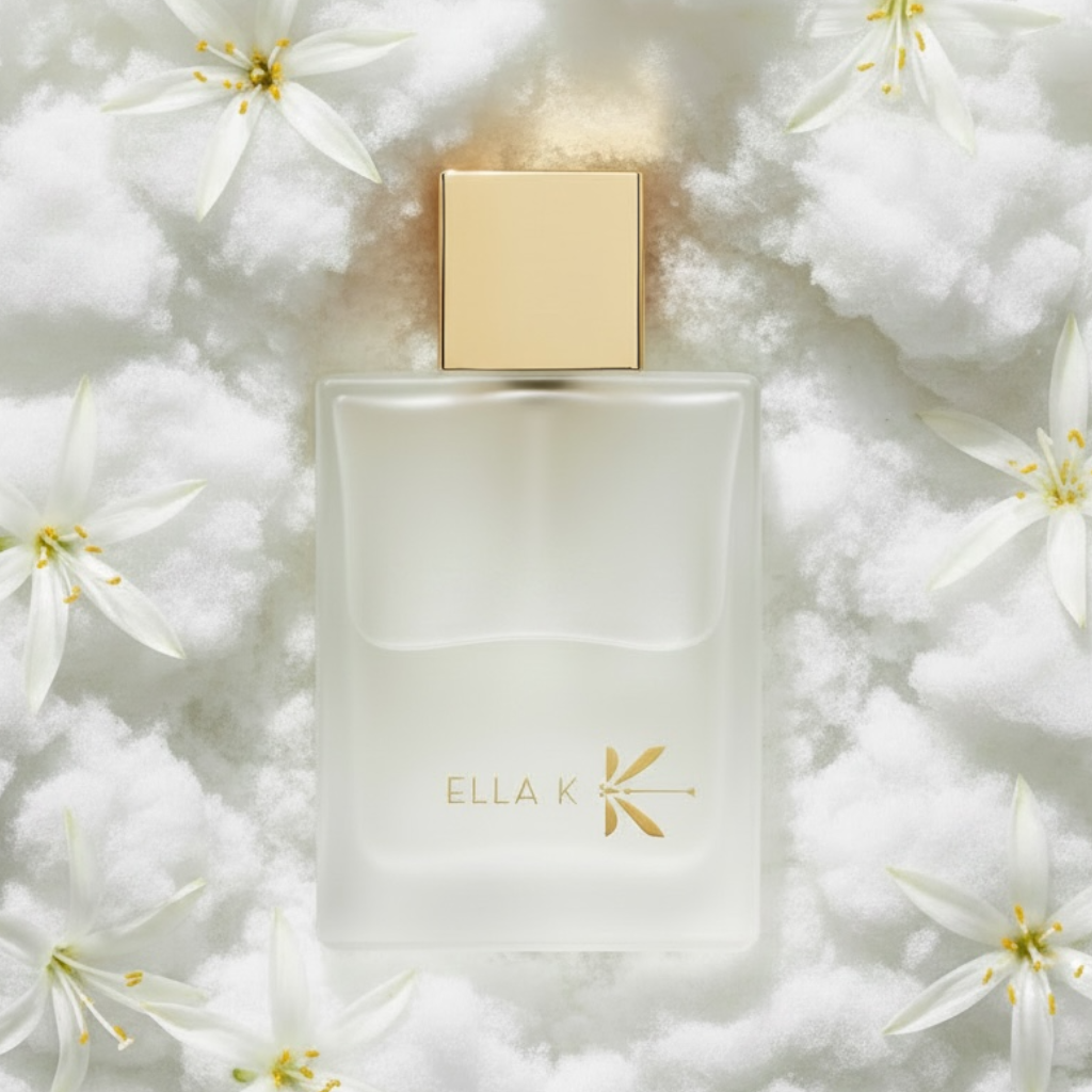 Ella K Musc K styled with white fluffy musk, sand lily inspired by Maranhão