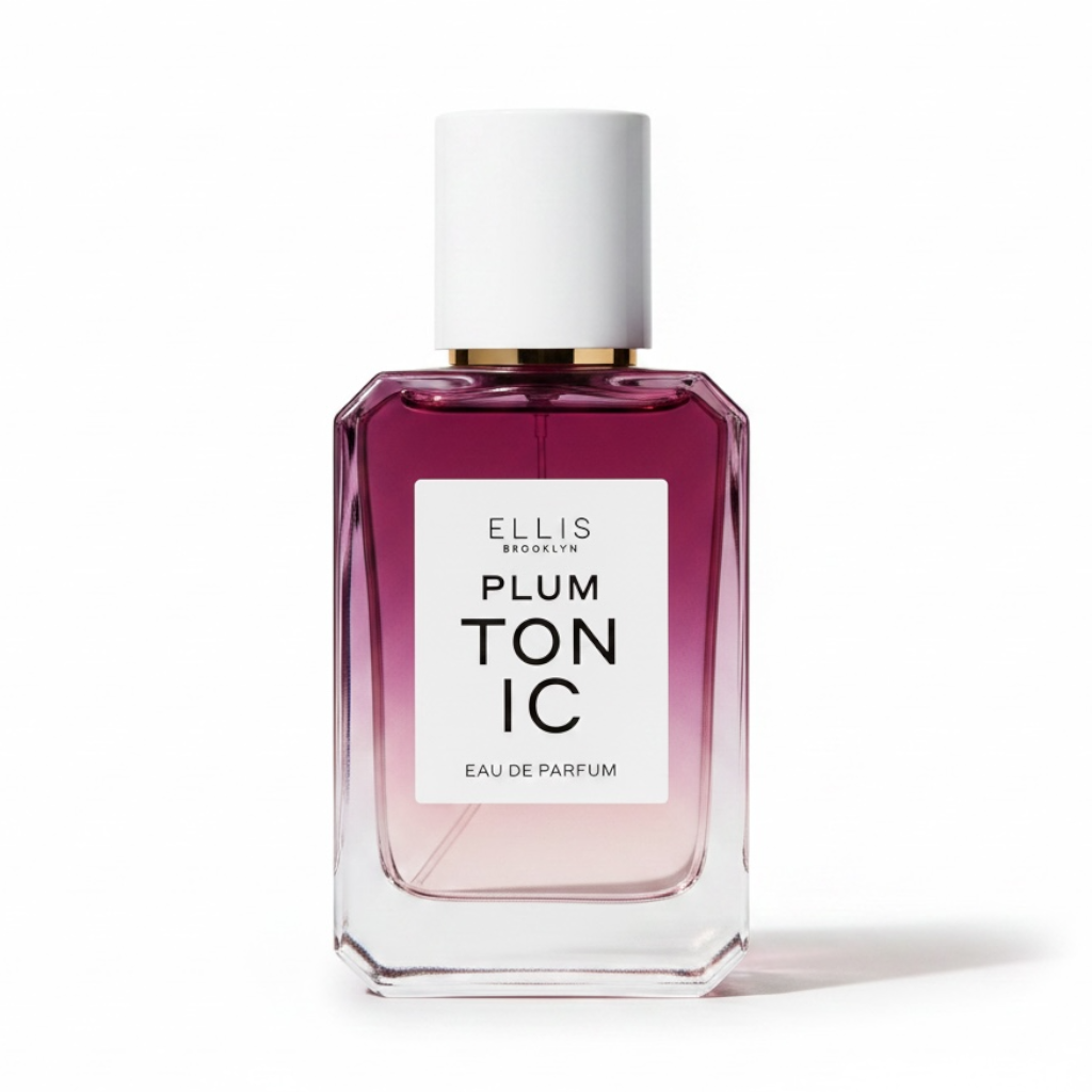 Ellis Brooklyn Plum Tonic perfume bottle on white background