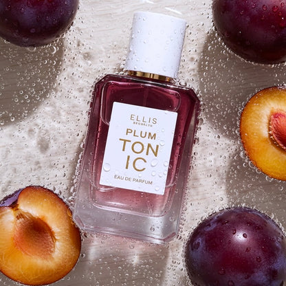 Ellis Brooklyn Plum Tonic styled with ripe plums and a sparkling chilled drink