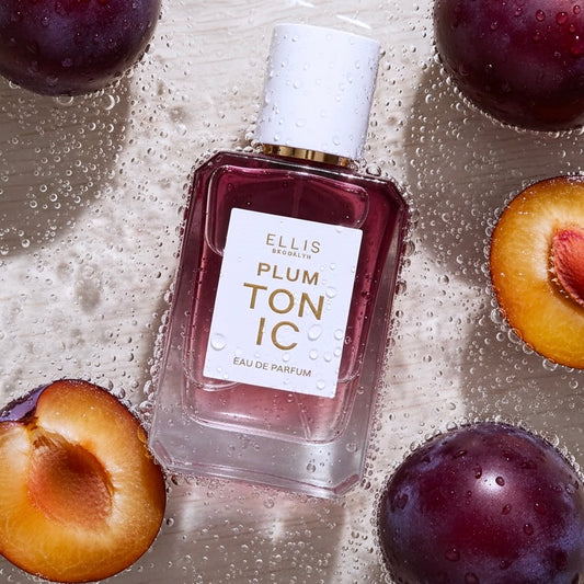 Ellis Brooklyn Plum Tonic styled with ripe plums and a sparkling chilled drink