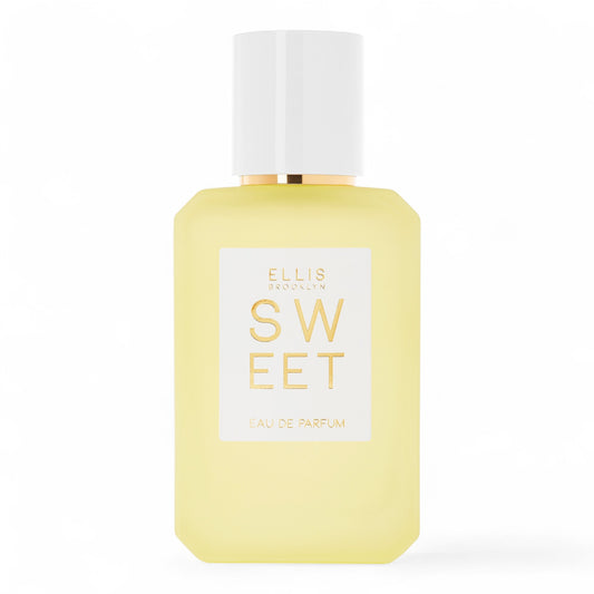 Ellis Brooklyn Sweet fragrance sample – a light gourmand with pear, ambrette, and marshmallow, shown in 50ml full-size bottle