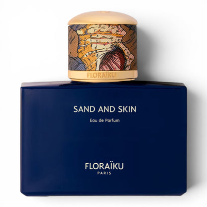 Floraïku Sand and Skin Eau de Parfum bottle on white background
