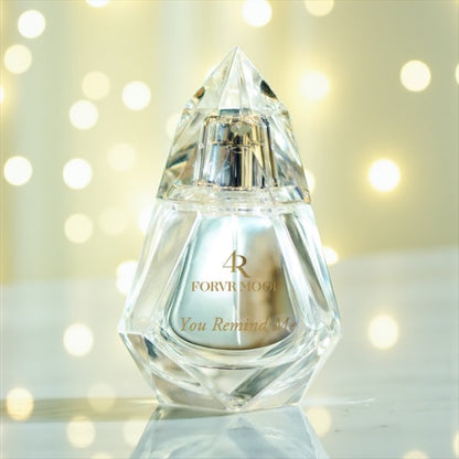 FORVR Mood You Remind Me perfume sample – apricot, orange blossom, and soft musk notes styled in a warm, intimate setting.