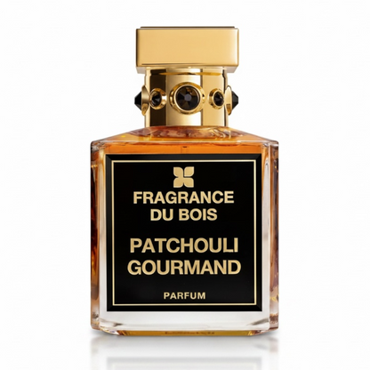Fragrance Du Bois Patchouli Gourmand perfume bottle on white background