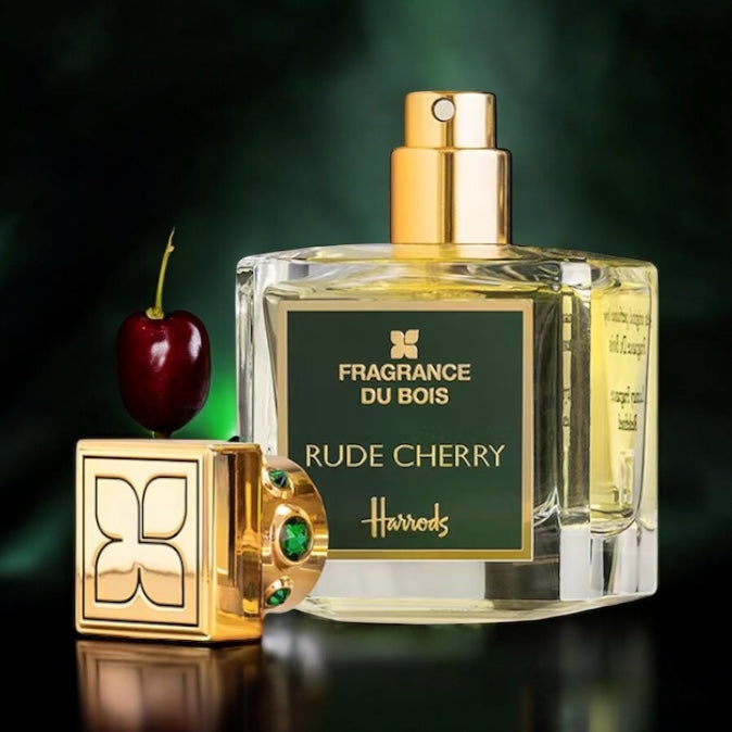Rude Cherry perfume sample by Fragrance du Bois – set against cherries, this bold gourmand scent is juicy, spicy and luxurious.
