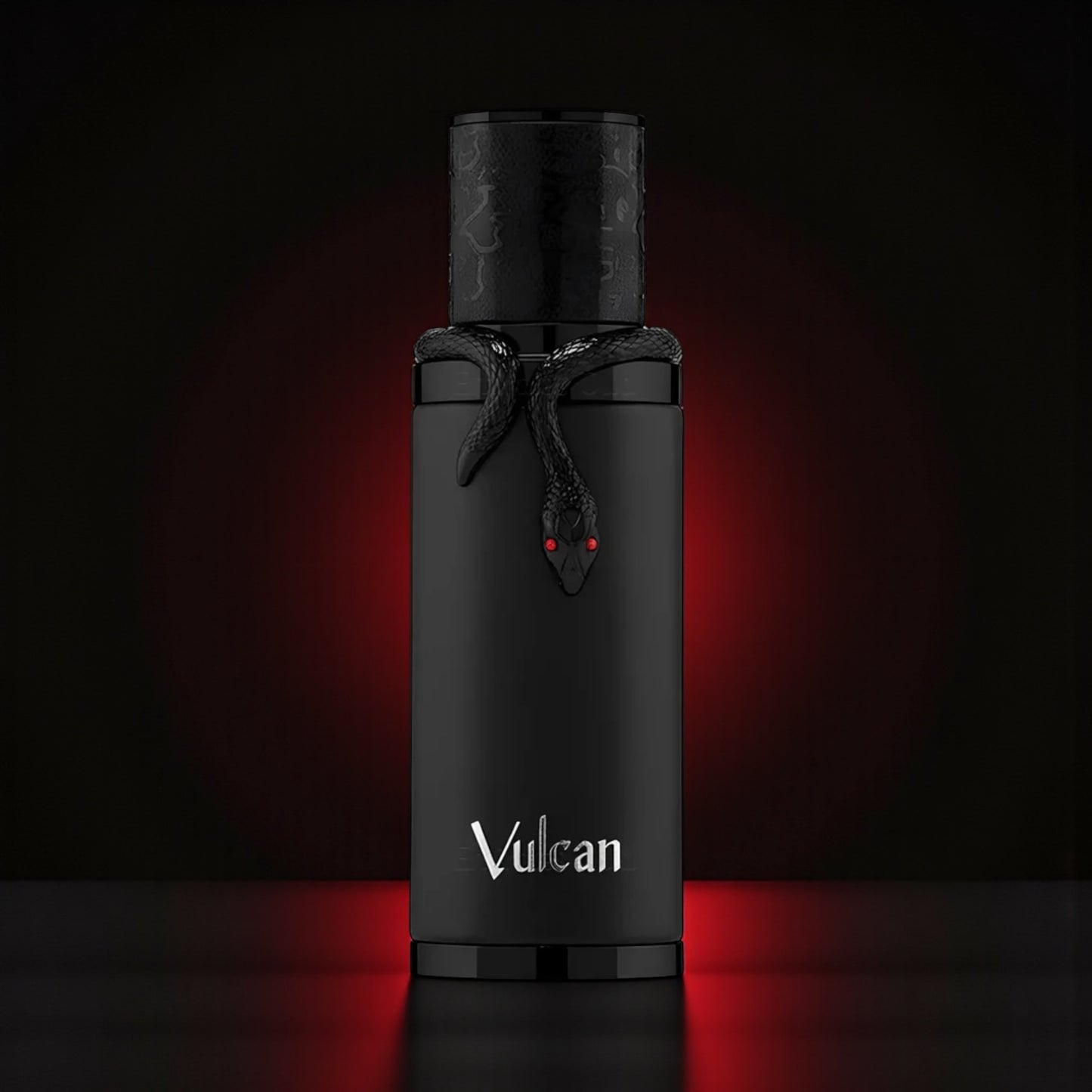 French Avenue Vulcan Black Friday Edition perfume sample styled in a dark atmospheric scene to highlight its saffron, cinnamon and smoky leather notes.
