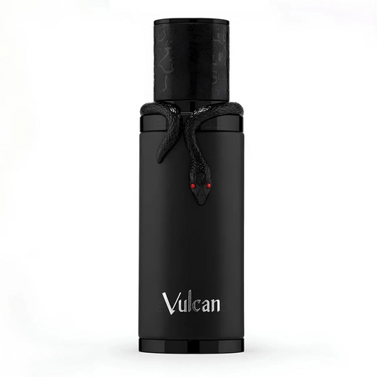 French Avenue Vulcan Black Friday Edition fragrance sample, a spicy leathery scent with saffron, leather and moss shown in retail bottle for decanting.