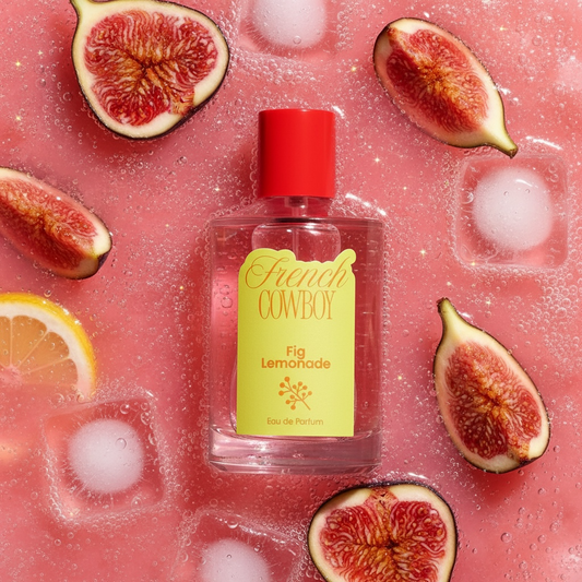 French Cowboy Fig Lemonade styled with fresh lemons, figs and chilled lemonade