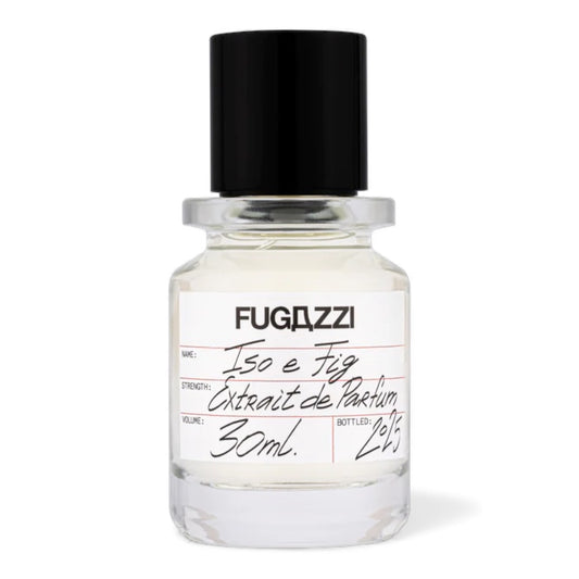 Fugazzi Iso E Fig fragrance sample showing fresh fig notes and soft woods for decanting into 1ml to 10ml vials.