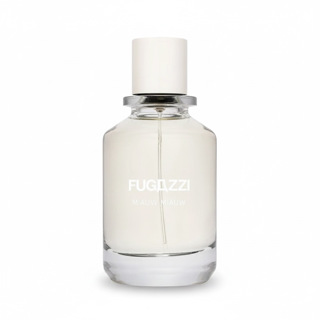 Fugazzi Miauw Miauw perfume bottle on white background