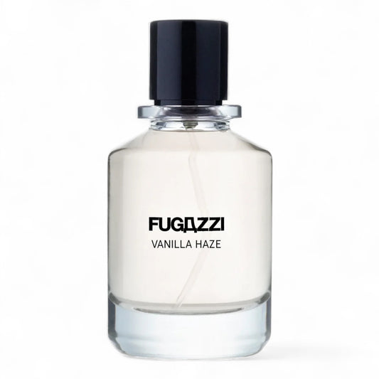 Fugazzi Vanilla Haze Extrait fragrance sample – retail bottle shown for decanting into 1ml–10ml samples.