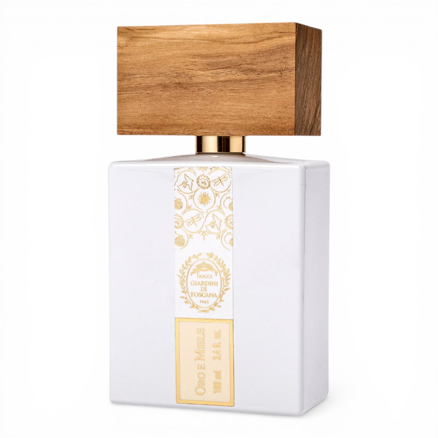 Giardini di Toscana Oro e Miele perfume bottle on white background